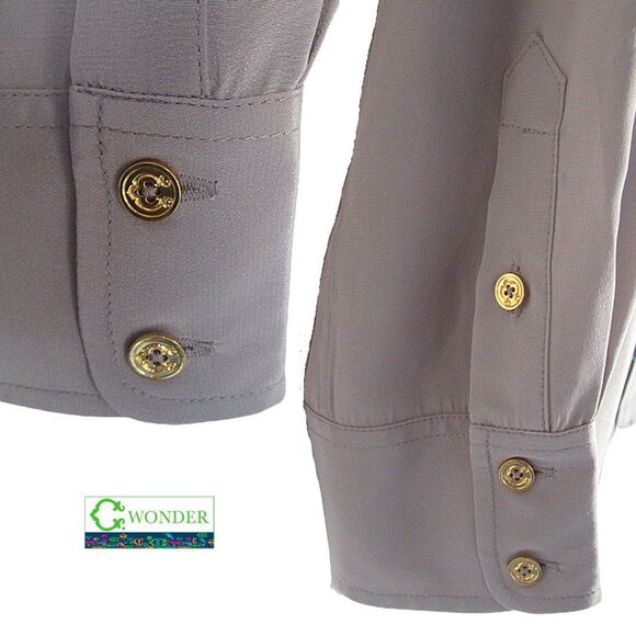 C. Wonder NEW Glam CLASSIC 100% Silk Button Down Shirt L - Picture 6 of 12